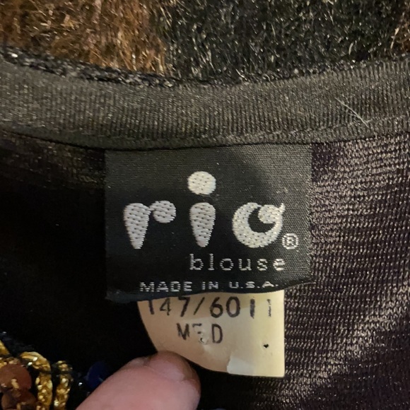 Vintage 80s rainbow sequin Rio blouse medium - Picture 2 of 4